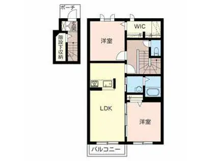 プルメリア(2LDK/2階)の間取り写真