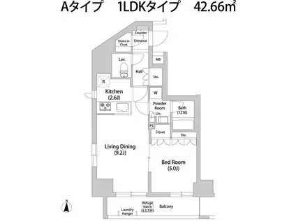 BRISA本郷真砂(1LDK/7階)の間取り写真