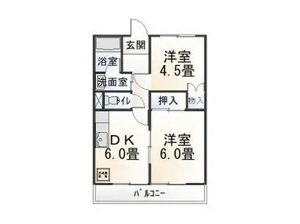 スリーアイランド(2DK/3階)の間取り写真