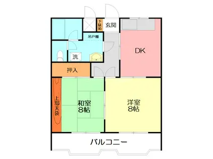 グレイシャスマンション(2DK/2階)の間取り写真