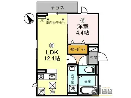 ルテドビラージュ(1LDK/1階)の間取り写真