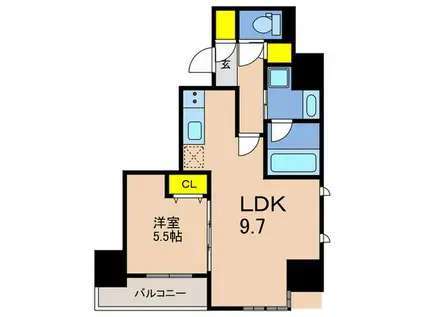 S-RESIDENCE神戸元町(1LDK/8階)の間取り写真