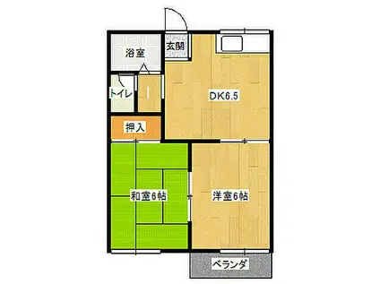 フレグランス美坂 B(2DK/2階)の間取り写真