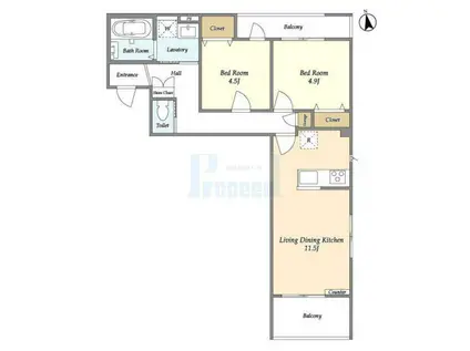 ワールドレジデンス(2LDK/2階)の間取り写真