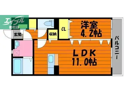 クレールコートI(1LDK/3階)の間取り写真