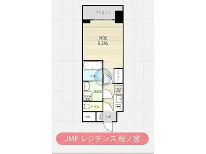 JMFレジデンス桜ノ宮(1K/11階)の間取り写真