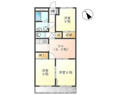 オレンジタウン(3DK/1階)の間取り写真