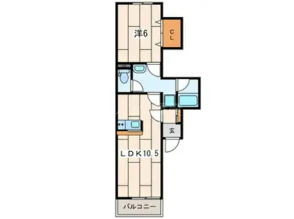 カロス30(1LDK/1階)の間取り写真