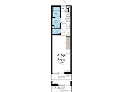 リブリ・ゆずり葉(1K/3階)の間取り写真