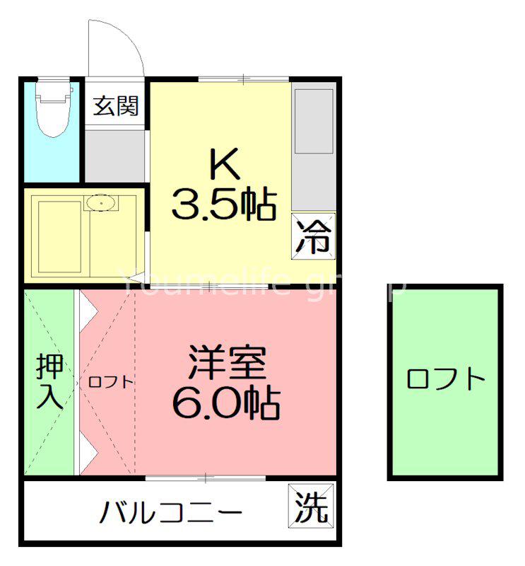 ゼフィランサス大磯(1DK/2階)の間取り写真