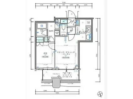 パークタワー勝どきサウス(1LDK/3階)の間取り写真