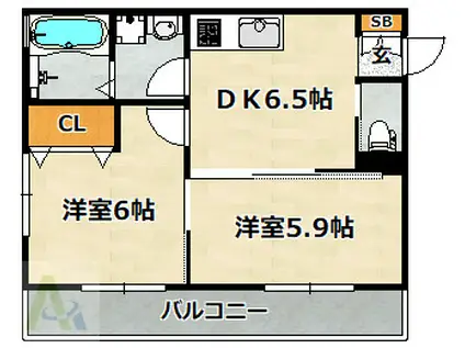 PRAF8(2DK/3階)の間取り写真