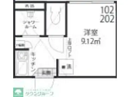 FITZROY千住(ワンルーム/2階)の間取り写真