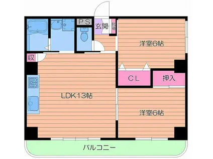 グランベル(2LDK/3階)の間取り写真