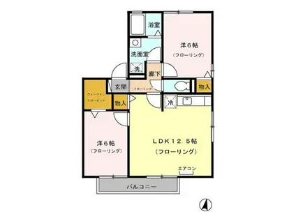 ウィルモアM1(2LDK/2階)の間取り写真