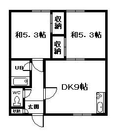 吉岡コーポ(2DK/1階)の間取り写真