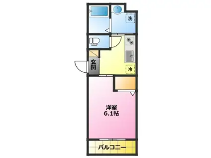 スカイコートソレア新丸子(1K/2階)の間取り写真