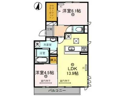 MELIFLUA西浜(2LDK/2階)の間取り写真
