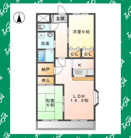 ハッピーアイランド(2LDK/1階)の間取り写真