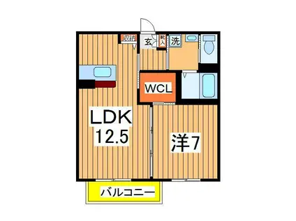 ソフィアA(1LDK/1階)の間取り写真