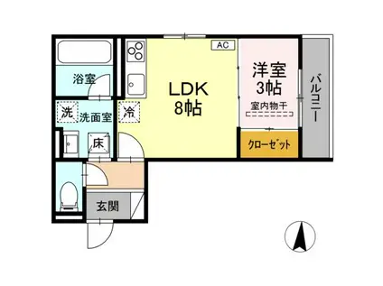 D-RESIDENCE吉津(1LDK/1階)の間取り写真