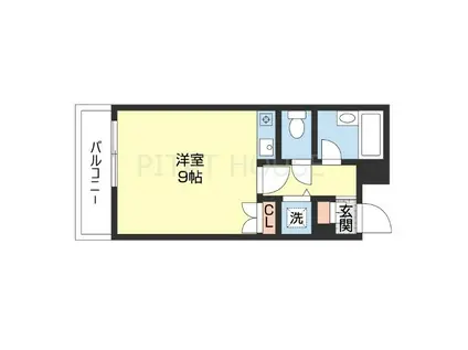 シャルマンフジ中之島弐番館(ワンルーム/1階)の間取り写真