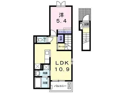 エクスクルーシブIII(1LDK/2階)の間取り写真