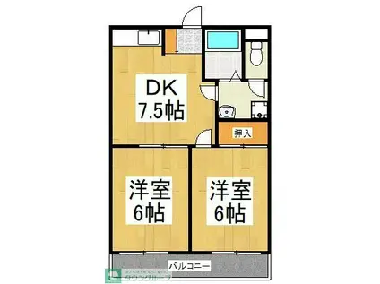 ベルシティー(2DK/2階)の間取り写真