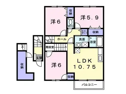 エクセレントC(3LDK/2階)の間取り写真