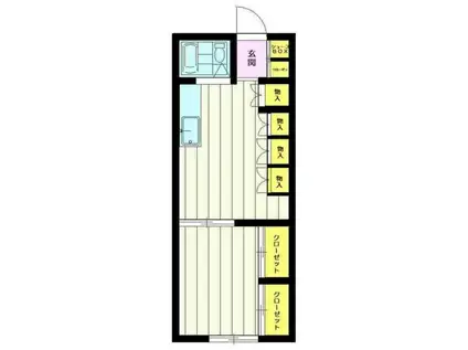 フローラ(1DK/2階)の間取り写真