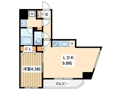 イーストサイド(1LDK/7階)の間取り写真