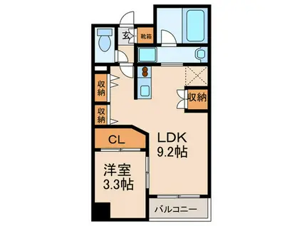 アルボラード博多(1LDK/3階)の間取り写真