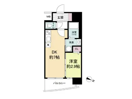 セレニテ神戸ミラクノール(1DK/3階)の間取り写真