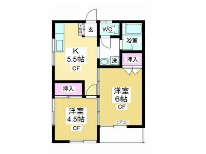 ソアラコーポ(2K/1階)の間取り写真