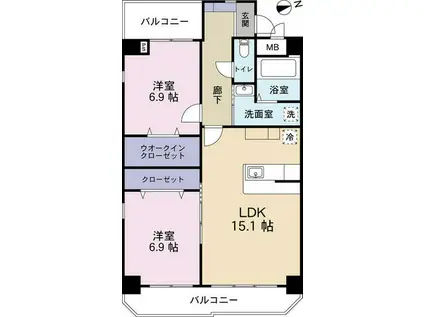 クレバーワンTHC(2LDK/3階)の間取り写真