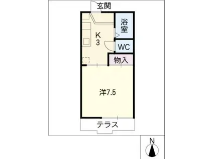 KSコート(1K/1階)の間取り写真