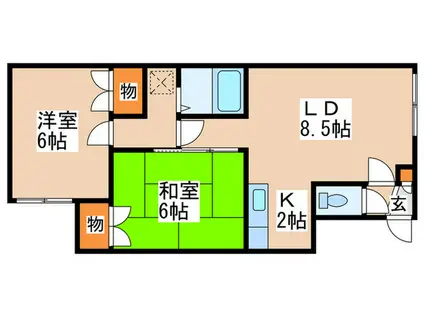 ハイツ三上(2LDK/2階)の間取り写真