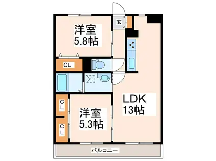 LAVIE長嶺(2LDK/4階)の間取り写真