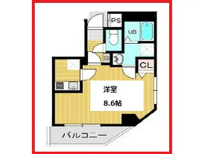 コートヤードアサクサ(1K/4階)の間取り写真