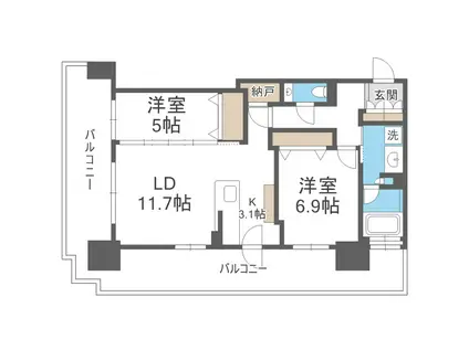 プレミスト札幌ターミナルタワー(2LDK/9階)の間取り写真