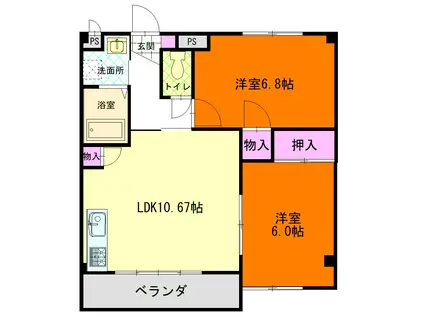 プルミエールA(2LDK/2階)の間取り写真