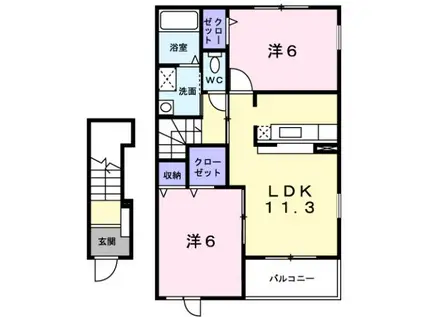 ジュイールII(2LDK/2階)の間取り写真