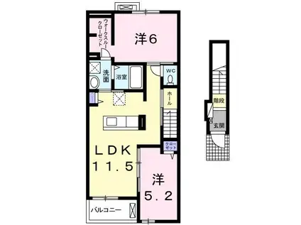 ローズ コリーヌ(2LDK/2階)の間取り写真