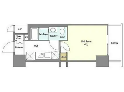 ビエント横濱鶴見(1K/4階)の間取り写真