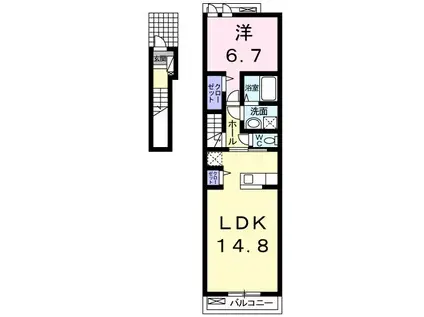 エクロール野々下(1LDK/2階)の間取り写真