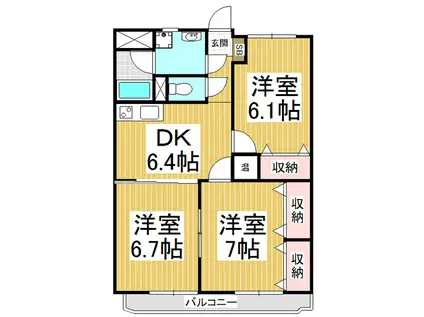 ブレイントレド(3DK/3階)の間取り写真
