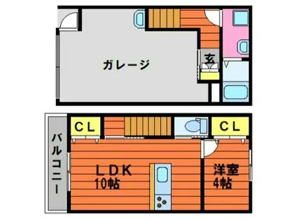 NEXT GARAGE南畝(1LDK/1階)の間取り写真