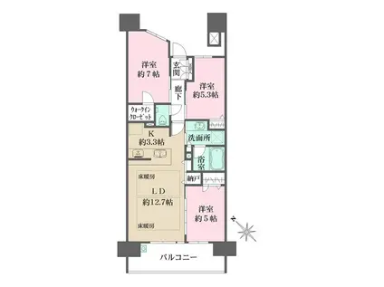 ザ・広島フロント(3LDK/3階)の間取り写真