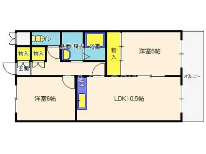 シャンポール西藤江(2LDK/2階)の間取り写真