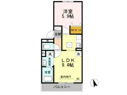 エスポワール新広(1LDK/1階)の間取り写真